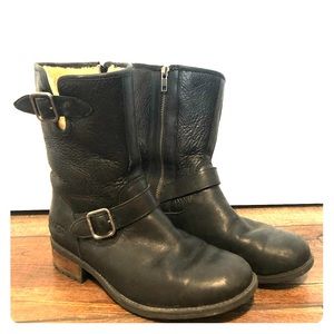 Ugg Sheepskin-Lined Moto Boots